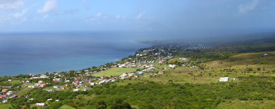 Beautiful coastline of St Kitts from Brimstone Hill Fortress National Park.