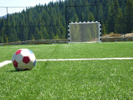  empty soccer field in the mountains         