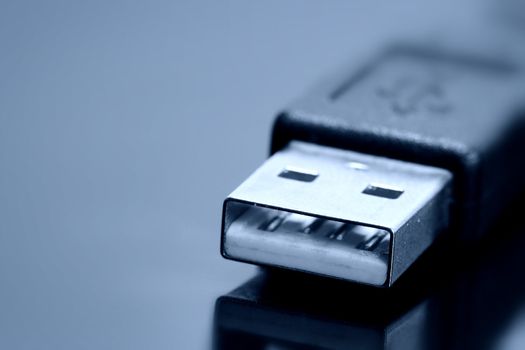 USB cable close up photo with shallow DOF , retro style toned