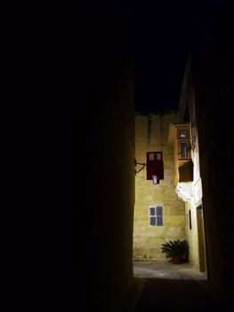 The old medieval city of Malta, Mdina, by night.