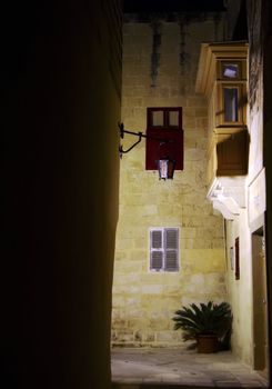 The old medieval city of Malta, Mdina, by night.
