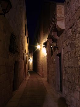 The old medieval city of Malta, Mdina, by night.