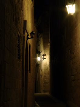 The old medieval city of Malta, Mdina, by night.