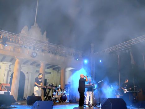Popular vocalist and his rock band from Malta performing at outdoor gig