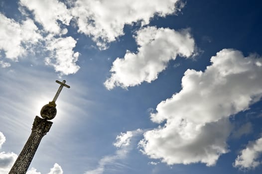 Stone cross in a catholic cemetery, Portugal