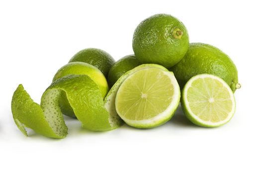 Picture of limes isolated on white background