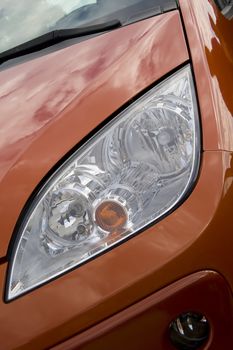 The headlight of a modern car