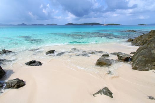 A calm day at Honeymoon Beach on Saint John - US Virgin Islands.