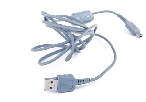Studio shoot of USB cable over white background