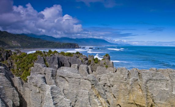 Punakaiki Pancake Rocks along the west coast of new Zealand