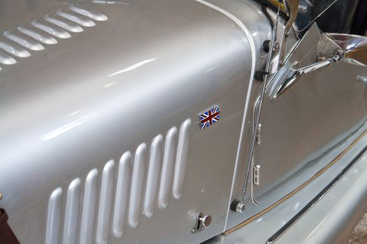 Details of British classic vintage sports car from the 30s symbol of cars industry
