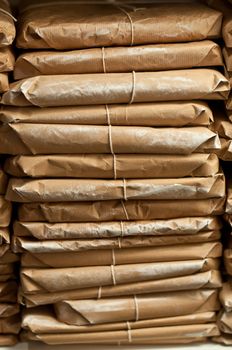 Parcels wrapped in brown paper