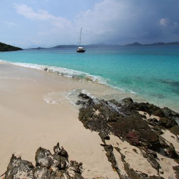 Clouds roll in over Honeymoon Bay in the US Virgin Islands.