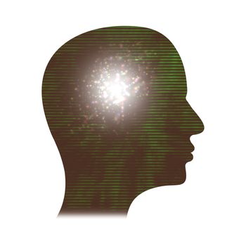 abstract Illustration of a persons head with glowing light inside