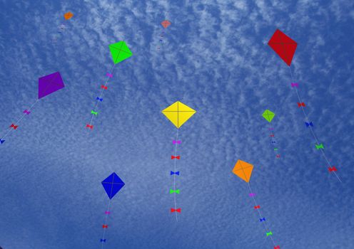 Illustration of kites against a sky background