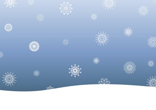 Illustration of snowflakes falling onto a snow covered ground