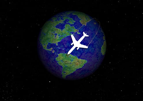 Aeroplane flying around the world