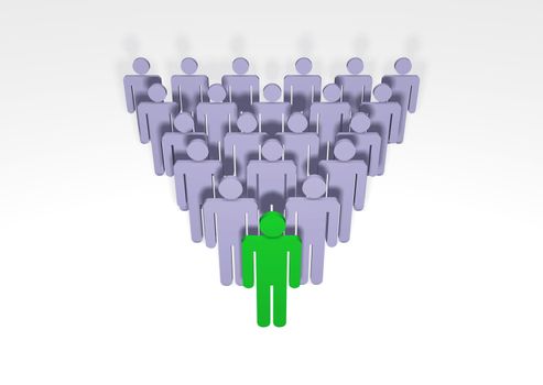 Illustration of a group of people with the leader coloured differently