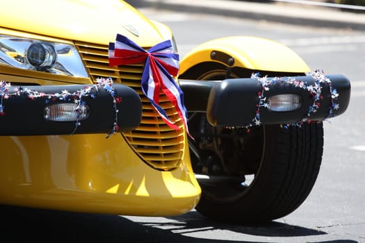 Close up of a classic car.