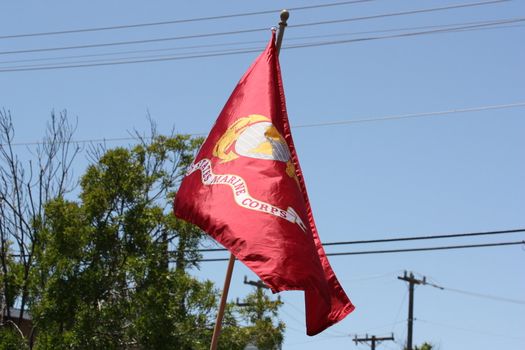 US Marines flag close up.