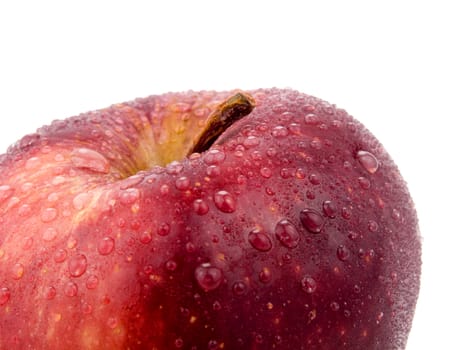 Closeup picture of tasty red aplle on white background