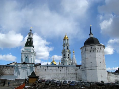 Temple, church, cathedral, religion, Orthodoxy, spirituality, architecture, domes, a cross, belief, pilgrimage, history, culture, an antiquity, Christianity, a belltower, the sky, clouds, Russia