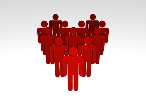 Illustrated People forming the shape of a heart