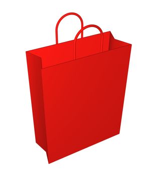 Illustrated red shopping bag over a white background