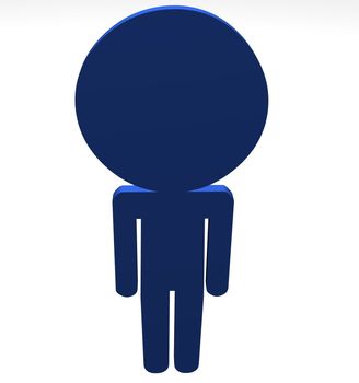 Illustration of a blue character with a large head
