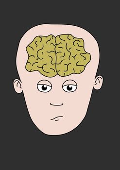 Illustration of a cartoon head showing the brain