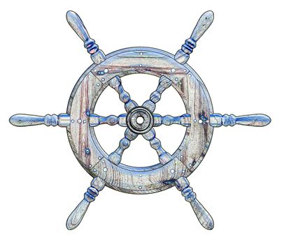 Illustration of an isolated ships wheel