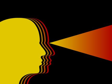 Retro illustration of a person using their vision