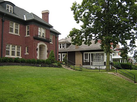 A photograph of houses in a town.