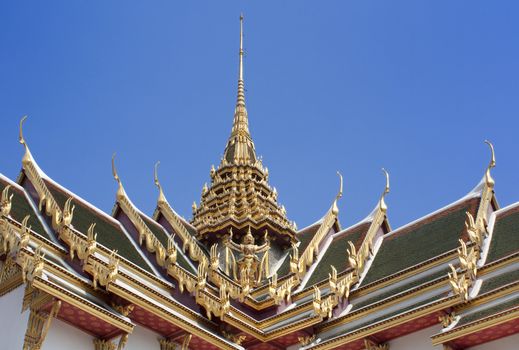 Beautiful Traditional Thai Rooftop, at the Grand Palace in Bangkok, Thailand