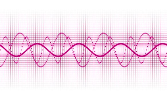 a pink sound wave on white background