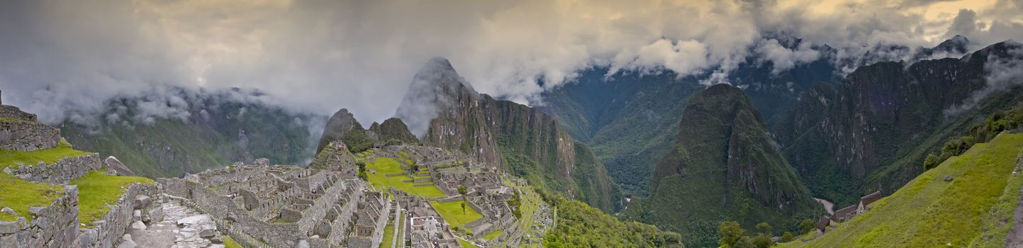 Panoramic of the Unesco World Heritage site of Machu Picchu, Peru