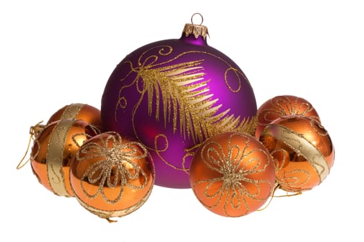 Christmas glass balls decoration on white background