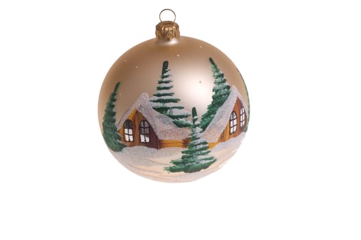 Christmas glass ball decoration on white background