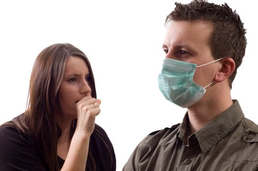 People with masks to protect from viruses and influenza or pollution