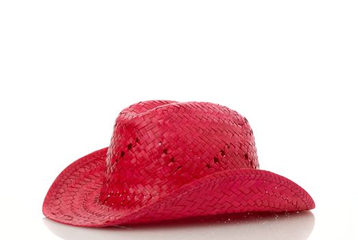 Red Straw hat isolated on white background.