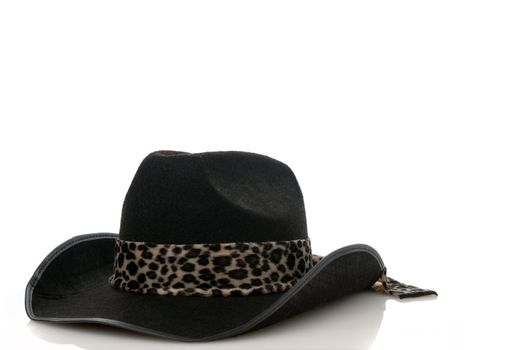 A Black cowboy hat on a white background
