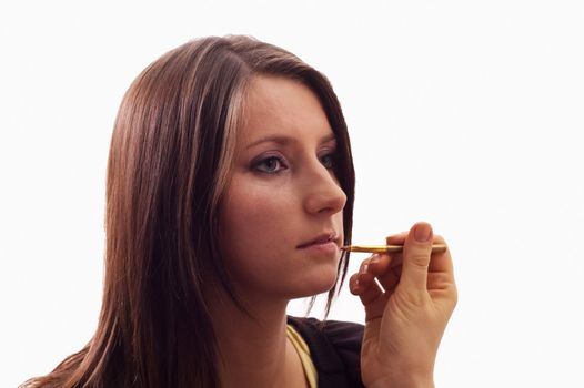 Putting the make-up on the face