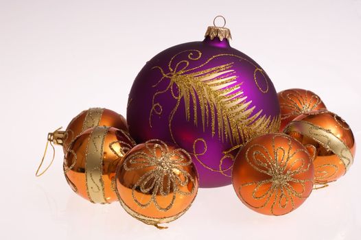 Christmas glass balls decoration on white background