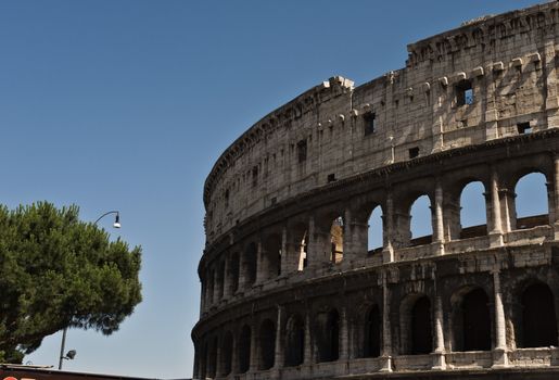 Street view of the Colosseum ion the centre of Rome, Italy