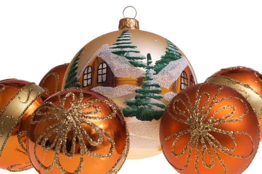 Christmas glass balls decoration on white background