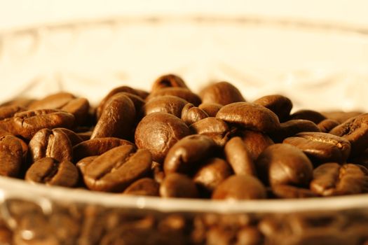 Coffee beans in the glass