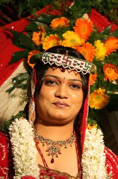 A portrait of a traditional Indian bride.