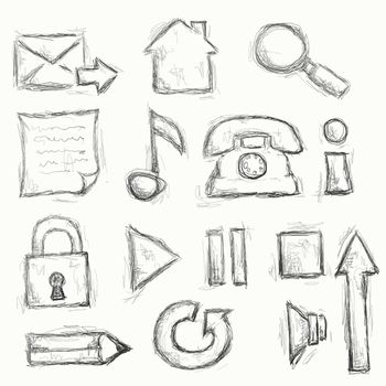 set of hand drawn icons