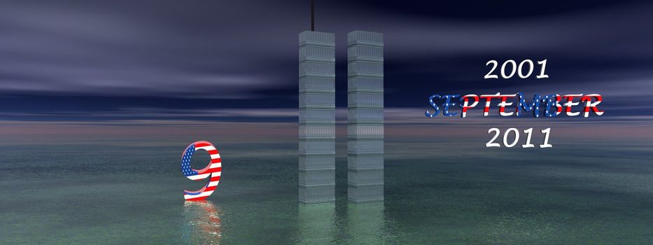 world trade center and flag