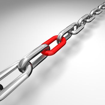3d illustration of a silver and red chain - conceptual image